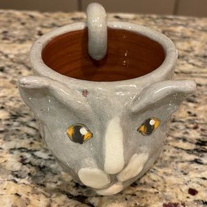 Handmade Art Pottery Cat Kitten Mug or Planter